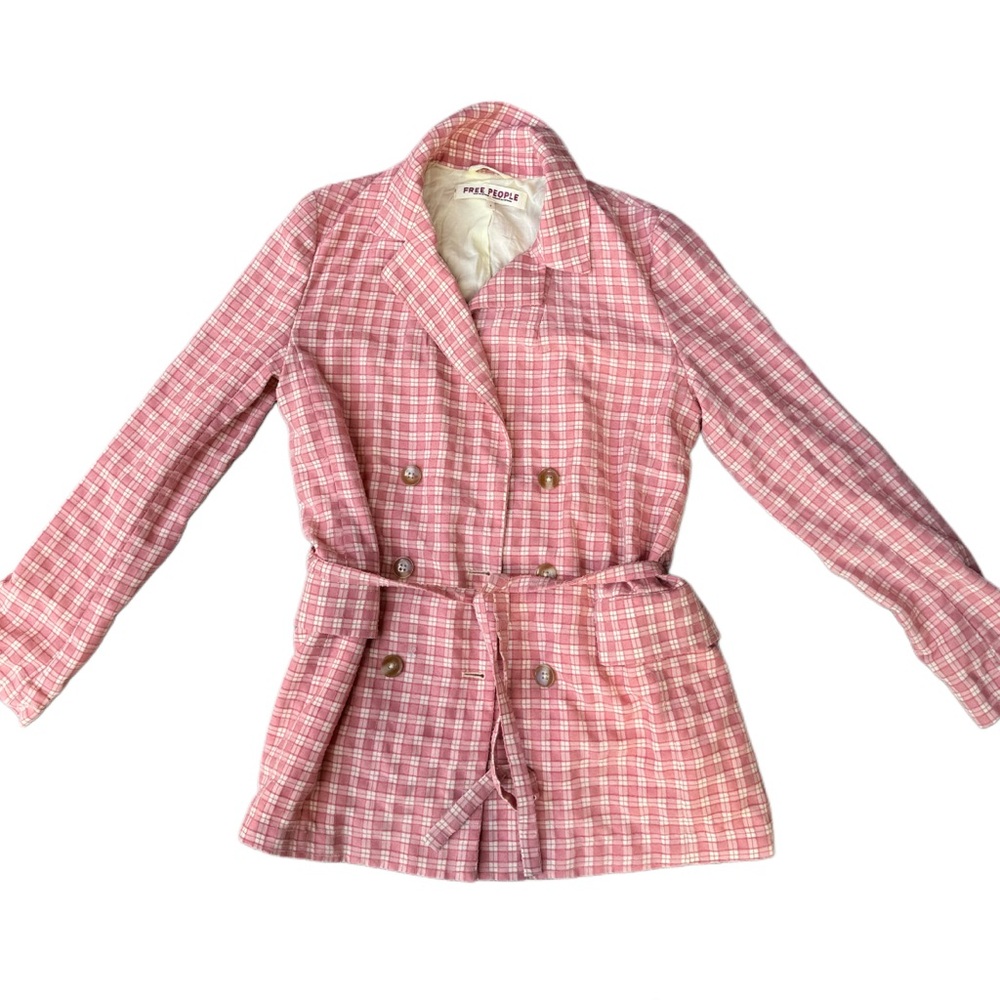 Free People Pink Plaid Jacket